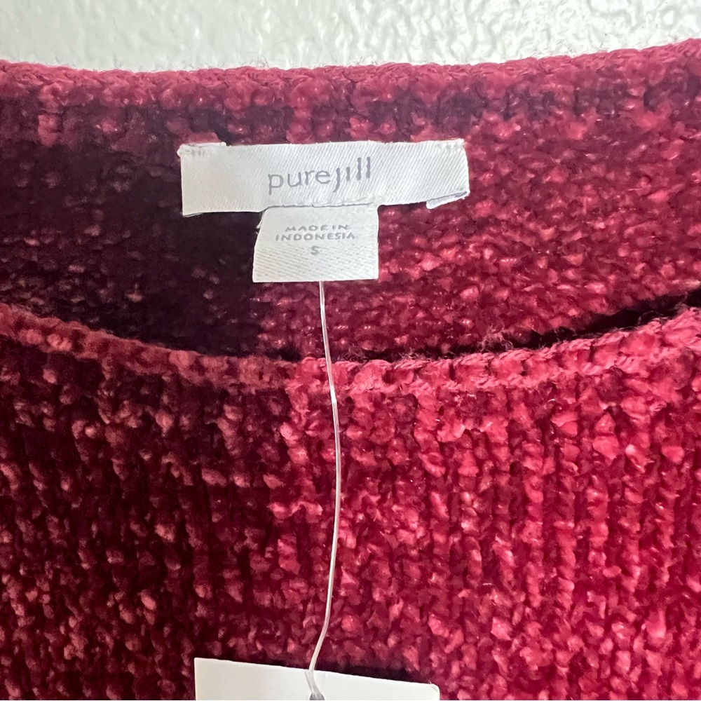 J.jill Pure Jill Luxe-Chenille Pullover Sweater Pomegranate Sweater S NWT - Picture 4 of 8